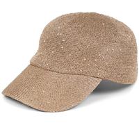 styleBREAKER Casquette d'été pour Femmes en Tissu tissé avec Paillettes, Chapeau léger avec Boucle métallique réglable, Couvre-Chef uni pour Plage et Loisirs, Marron