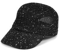 styleBREAKER Casquette d'été pour Femmes en Tissu tissé avec Paillettes, Chapeau léger avec Boucle métallique réglable, Couvre-Chef uni pour Plage et Loisirs, Noir