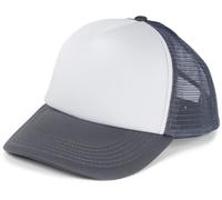 styleBREAKER Casquette en Maille 5 Panneaux Unisexe, Casquette de Camionneur, Casquette de Baseball, Fermeture réglable par clic et Snap 04023007, Couleur:Blanc-Gris foncé