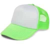 styleBREAKER Casquette en Maille 5 Panneaux Unisexe, Casquette de Camionneur, Casquette de Baseball, Fermeture réglable par clic et Snap 04023007, Couleur:Blanc-Vert néon