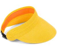 styleBREAKER Casquette en Papier Straw Unie avec visière Solaire, Bande élastique et Fermeture à Crochet, Chapeau léger pour Femmes, Protection Solaire élégante et Respirante, Jaune