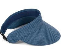 styleBREAKER Casquette en Papier Straw Unie avec visière Solaire, Bande élastique et Fermeture à Crochet, Chapeau léger pour Femmes, Protection Solaire élégante et Respirante, Bleu