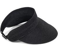 styleBREAKER Casquette en Papier Straw Unie avec visière Solaire, Bande élastique et Fermeture à Crochet, Chapeau léger pour Femmes, Protection Solaire élégante et Respirante, Noir