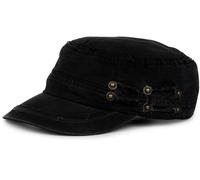 styleBREAKER Casquette Militaire Unisexe au Look Vintage usé, Ajustable en Coton, Style déchiré, Protection Solaire pour Hommes et Femmes, Noir