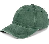 styleBREAKER Casquette Unisexe Baseball Look Vintage Ajustable 6-Panel Cappy en Optique Washed avec Visier Courbé en Coton Casquette Rétro pour Hommes et Femmes, Vert foncé