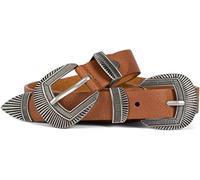 styleBREAKER Ceinture Vintage pour dames avec double boucle décorée en style occidental, ceinture B-Low, ceinture de taille, raccourcissable 03010105, taille:95cm, couleur:Cognac