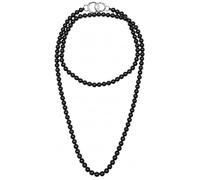 styleBREAKER Chaîne de téléphone perlée avec patch | Cordon universel bandoulière | Sangle de sac interchangeable 2 en 1 pour sacs à main | 130 cm | Perles 1 cm,Noir