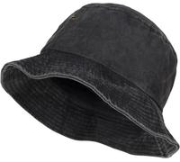 styleBREAKER Chapeau de pêcheur Unisexe uni en Aspect Vintage lavé, Chapeau Seau, Chapeau de Soleil en Tissu uni 04025045, Couleur:Noir