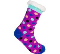 styleBREAKER Chaussettes ABS unisexes avec doublure en peluche et motif à pois, chaussettes ABS, taille 35-42 EU / 5-10 US / 4-8 UK 08030010, couleur:Violet-Bleu