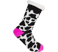 styleBREAKER Chaussettes ABS unisexes avec motif imprimé animal, chaussettes ABS chaudes, taille 35-42 EU / 5-10 US / 4-8 UK 08030011, couleur:Vache - Rose-Noir-Blanc