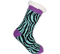 styleBREAKER Chaussettes ABS unisexes avec motif imprimé animal, chaussettes ABS chaudes, taille 35-42 EU / 5-10 US / 4-8 UK 08030011, couleur:Zèbre - Violet-Turquoise-Noir