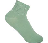 styleBREAKER Chaussettes pour femmes avec application de strass à la taille, taille 35-41 EU / 5-9 US / 4-7 UK, chaussettes avec pierres brillantes 08030014, Tilleul