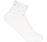 styleBREAKER Chaussettes pour femmes avec application de strass à la taille, taille 35-41 EU / 5-9 US / 4-7 UK, chaussettes avec pierres brillantes 08030014, Blanc