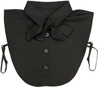 styleBREAKER Col Amovible avec Patte de Boutonnage et nœud, col décoré pour Blouses et Pulls, Femmes 08020003, Couleur:Noir