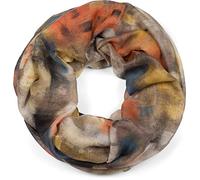 styleBREAKER Écharpe à boucles pour dames avec motif abstrait au pinceau, écharpe tube multicolore, tissu 01017130, couleur:Orange-Beige-Marron