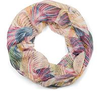 styleBREAKER écharpe à boucles pour dames avec motif de feuilles colorées, écharpe tube, tissu 01016203, couleur:Jaune-Rose