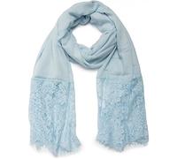 styleBREAKER Écharpe femme fleurs dentelle franges 90x194cm | Étole en mélange coton, dentelle 27cm, toucher doux, enroulable 2-3 fois, motif féminin.