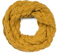 styleBREAKER Écharpe femme tricotée Loop Unicolore avec motif de bulles, chaude écharpe tubulaire d'hiver, Raspberry Pattern 01018167, couleur:Curry