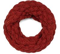 styleBREAKER Écharpe femme tricotée Loop Unicolore avec motif de bulles, chaude écharpe tubulaire d'hiver, Raspberry Pattern 01018167, couleur:Cognac