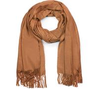 styleBREAKER Écharpe longue unisexe unie avec franges, châle d'hiver chaud, tissu doux en viscose 01017104, Chameau