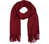 styleBREAKER Écharpe longue unisexe unie avec franges, châle d'hiver chaud, tissu doux en viscose 01017104, Bordeaux-rouge