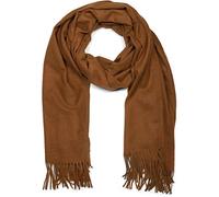 styleBREAKER Écharpe longue unisexe unie avec franges, châle d'hiver chaud, tissu doux en viscose 01017104, Cognac