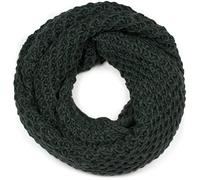 styleBREAKER Écharpe loop en maille avec un motif tricoté épais, foulard tube en maille grossière unie, unisexe 01018157, couleur:Vert foncé