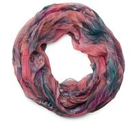 styleBREAKER Écharpe Loop Femme Batik Plumes Viscose 80x70cm,Rose-