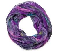 styleBREAKER Écharpe Loop Femme Batik Plumes Viscose 80x70cm,Violet
