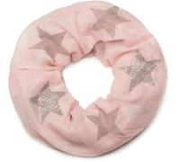 styleBREAKER Écharpe loop femme étoiles strass 90x68cm,Rose-Taupe
