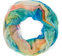 styleBREAKER Écharpe loop femme motif aquarelle dégradé,Bleu-vert-orange