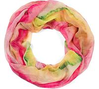 styleBREAKER Écharpe loop femme motif aquarelle dégradé,Jaune-rouge-vert