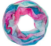 styleBREAKER Écharpe loop femme motif aquarelle dégradé,Rose-bleu-vert