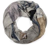 styleBREAKER Écharpe loop femme motif cerf géométrique,Gris-bleu
