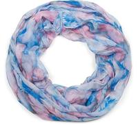 styleBREAKER Écharpe loop femme motif plumes style bohème,Bleu rose