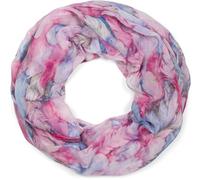 styleBREAKER Écharpe loop femme motif plumes style bohème,Pink -bleu