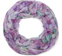 styleBREAKER Écharpe loop femme motif plumes style bohème,Violet-vert