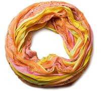 styleBREAKER Écharpe loop femme rayures paisley,Jaune-orange