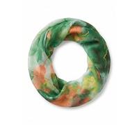 styleBREAKER Écharpe loop femme viscose motif aquarelle,Vert-Orange