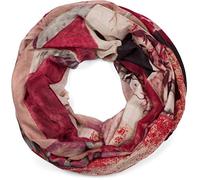 styleBREAKER Écharpe loop pour femmes avec imprimé cerf et division géométrique, écharpe tubulaire multicolore, foulard 01017131, couleur:Vieux rose-bordeaux