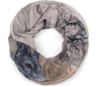 styleBREAKER Écharpe loop pour femmes avec imprimé cerf et division géométrique, écharpe tubulaire multicolore, foulard 01017131, couleur:Gris-mauve
