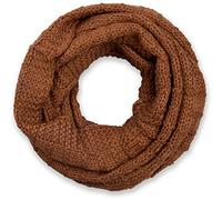 styleBREAKER écharpe loop tricotée à carreaux, mailles fines unies, écharpe d'hiver, unisexe 01018154, couleur:Cognac