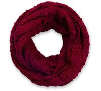 styleBREAKER écharpe loop tricotée à carreaux, mailles fines unies, écharpe d'hiver, unisexe 01018154, couleur:Bordeaux-rouge