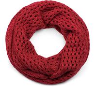 styleBREAKER écharpe loop tricotée avec motif ajouré, snood uni en maille ajourée, écharpe d'hiver, unisexe 01018156, couleur:Bordeaux-rouge