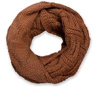 styleBREAKER écharpe loop tricotée avec motif grille et strie, mailles fines unies, écharpe d'hiver, unisexe 01018155, couleur:Cognac