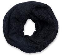 styleBREAKER écharpe loop tricotée avec motif grille et strie, mailles fines unies, écharpe d'hiver, unisexe 01018155, couleur:Noir