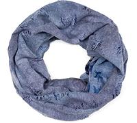 styleBREAKER Écharpe loop unisexe jean étoiles effet usé | Écharpe 79x40 cm, enroulable 2-3 fois, bords effilochés, look vintage usé, tissu doux non irritant.