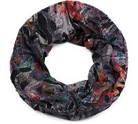 styleBREAKER écharpe snood, effet splatter, avec des tâches et des signes dans un look vintage destroyed, unisexe 01016119, couleur:Anthracite-Rouge-Bleu-Jaune