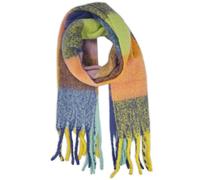styleBREAKER Écharpe tissée femme à carreaux et longues franges,Menthe-Viol