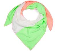 styleBREAKER Écharpe triangle en mousseline pour femmes, 3 couleurs pastel, en coton léger pour printemps et été, fabriquée en Italie, Vert néon-orange-blanc